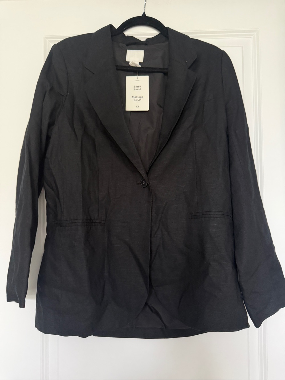 H&M Black Women's Linen-Blend Blazer